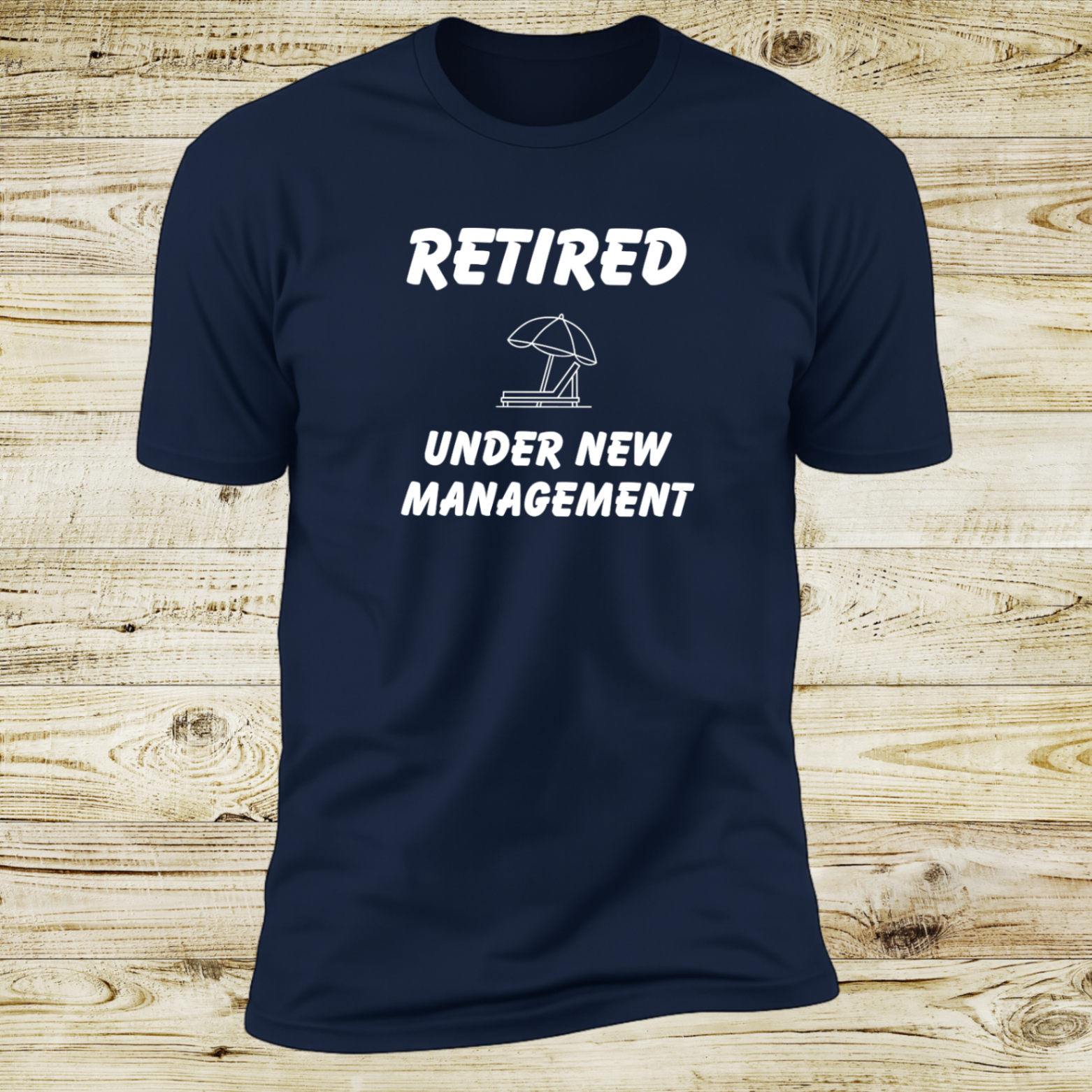 Retired | Under New Management navy tee